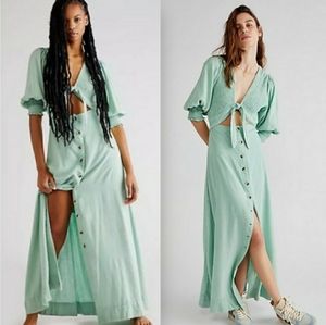 NWOT Free People String of Hearts Maxi Dress Size XS in Tranquil Mist